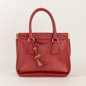 Prada Rubino Saffiano Lux Leather Frame Top Handle Bag